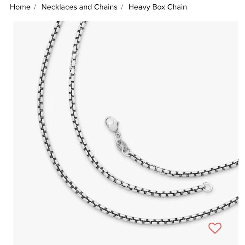 James Avery men’s 18” Heavy Box Chain, ECU